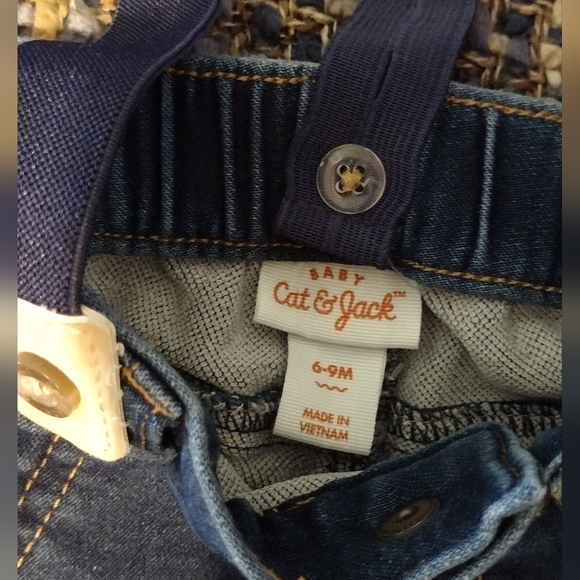 Cat & Jack Suspender Jeans 6-9m - Picture 3 of 4